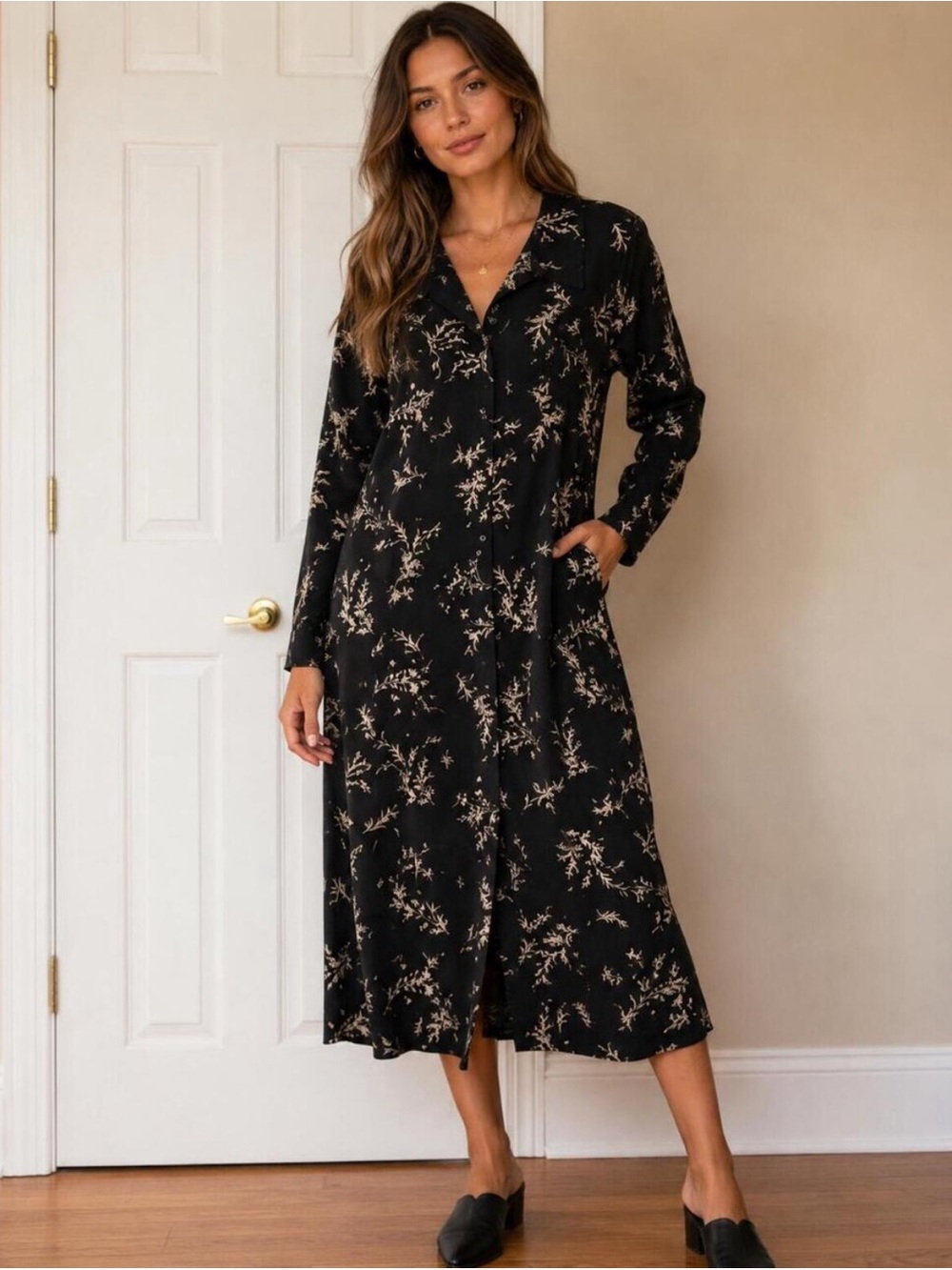 Sweet Baby Jamie Floral Collared Midi Dress